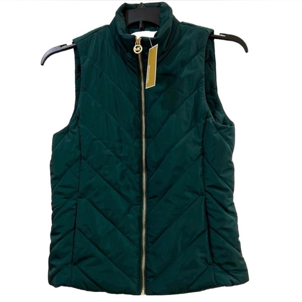 Michael Michael Kors Dark Emerald Green Puffer Vest Size L  NWT